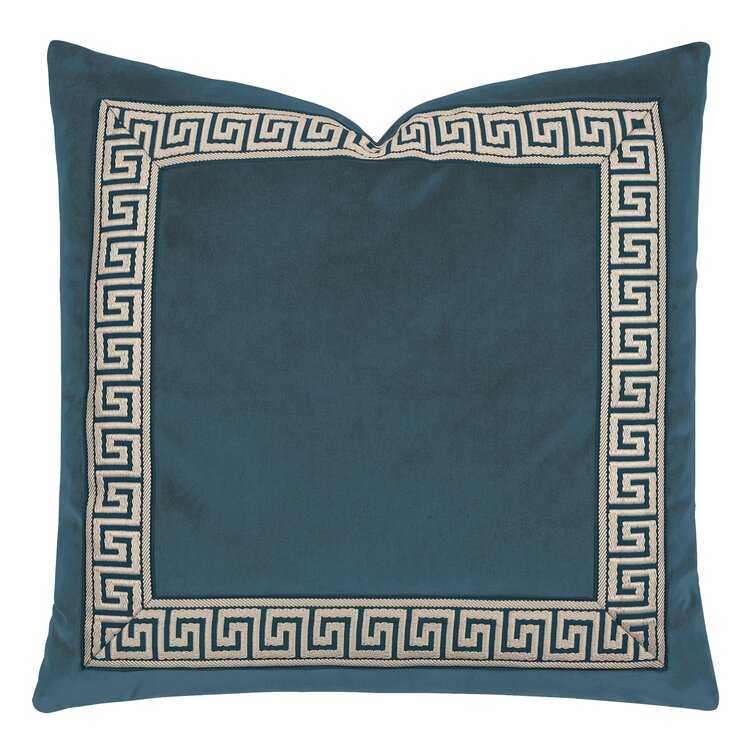 Uma Greek Key Border Decorative Pillow In Pacific